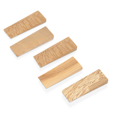 LouMaxx Set van 12 houten wiggen, klein, van beuken/essenhout, 90 x 29 x 24 mm, robuuste hardhouten wiggen, montagewiggen en legwiggen, made in Europe