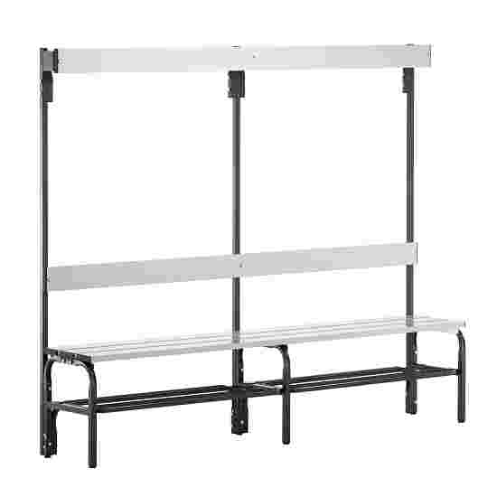Banc de vestiaire Sypro Wolf pour espaces humides avec dossier 2,00 m, Avec grille à chaussures