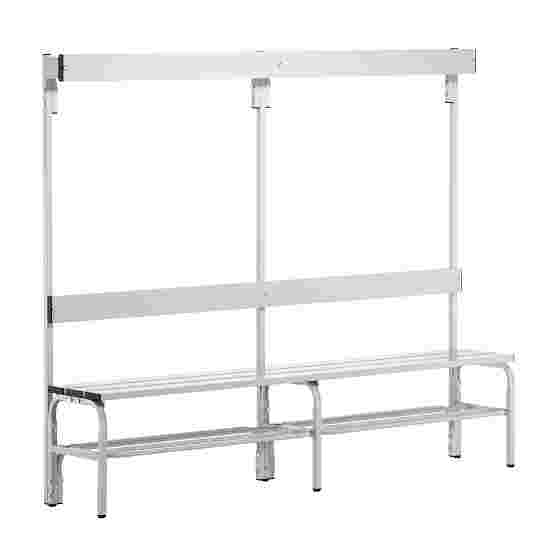 Banc de vestiaire Sypro Wolf pour espaces mouillés avec dossier 2,00 m, Avec grille à chaussures