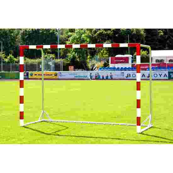 But de handball avec cadre encollé Avec supports de filet rabattables, Rouge-blanc