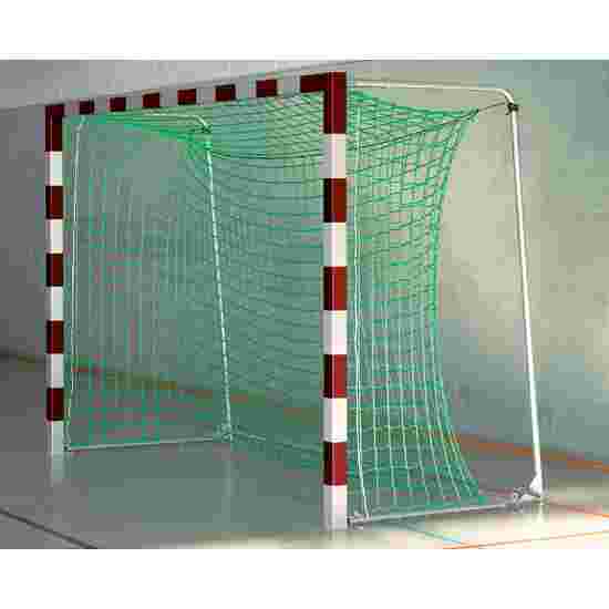 But de handball Sport-Thieme avec fixation par fourreaux et angles d’assemblage en acier Premium Avec supports de filet rabattables, Rouge-argent