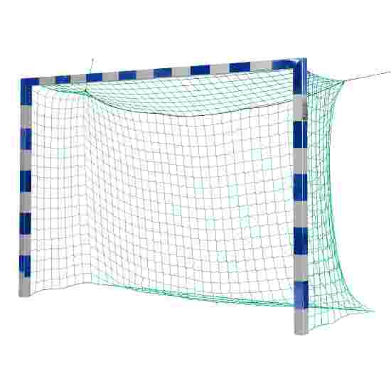 But de handball Sport-Thieme avec fixation par fourreaux et angles d’assemblage en acier Premium Sans supports de filet, Bleu-argent