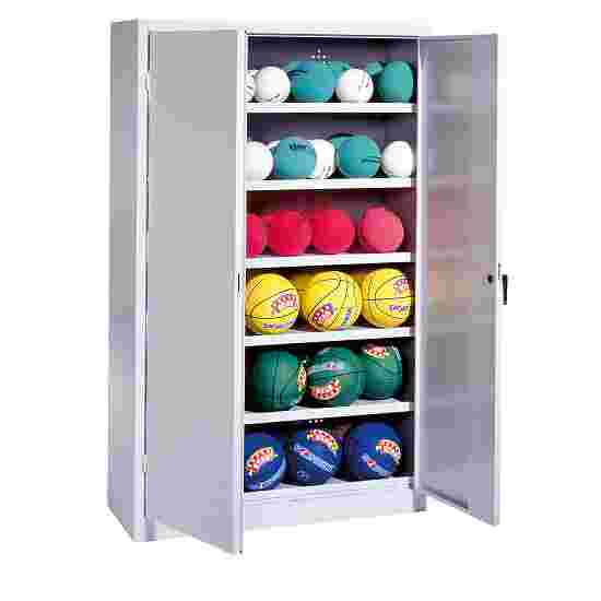 C+P Ballenkast (HxBxD195x120x50 cm, met geperforeerde plaatstaal vleugeldeuren, type 3) Lichtgrijs (RAL 7035), Lichtgrijs (RAL 7035), Afzonderlijk slot per kast, Ergo-Lock handgreep