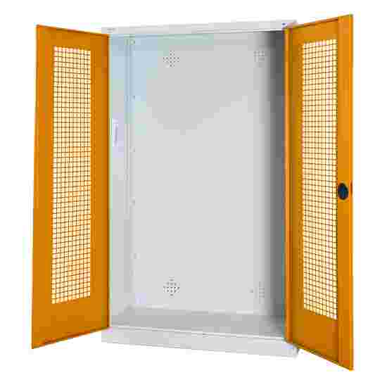 C+P (HxBxD195x120x50 cm, met geperforeerde plaatstaal vleugeldeuren) Geel-oranje (RAL 2000), Lichtgrijs (RAL 7035), Afzonderlijk slot per kast, Handvat