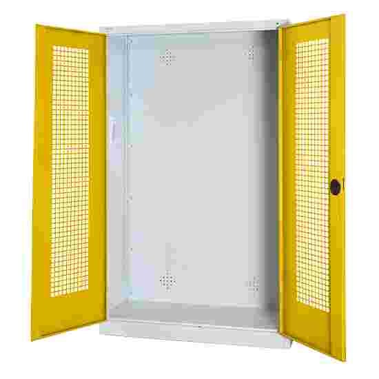 C+P (HxBxD195x120x50 cm, met geperforeerde plaatstaal vleugeldeuren) Fel geel (RDS 080 80 60), Lichtgrijs (RAL 7035), Uniforme vergrendeling, Ergo-Lock handgreep