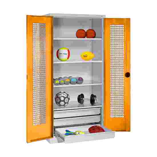 C+P Sportmateriaalkast Geel-oranje (RAL 2000), Lichtgrijs (RAL 7035), Afzonderlijk slot per kast, Handvat