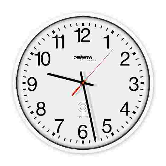 Horloge murale Peweta en plastique, radiopilotée Cadran avec chiffres arabes, Blanc