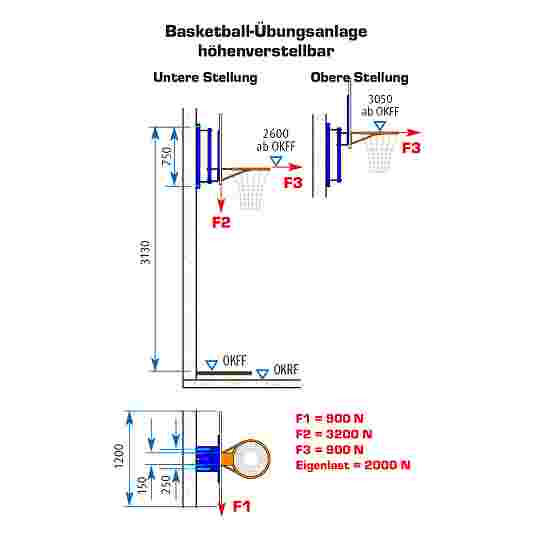Sport-Thieme basketbal-oefeninstallatie Met hoogteverstelling