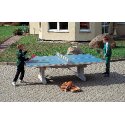 Sport-Thieme Table de tennis de table en béton polymère « Premium » Bleu, Pieds courts, autostable, Pieds courts, autostable, Bleu