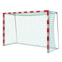 But de handball Sport-Thieme autostable, 3x2 m Angles d'assemblage vissés, Rouge-argent