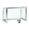 Mini but de football Sport-Thieme « Professional Compact », coloris aluminium naturel 1,20x0,80 m, Filet inclus, vert (mailles 10 cm)