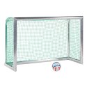 Mini but de football Sport-Thieme « Professional Compact », coloris aluminium naturel 1,80x1,20 m, Filet inclus, vert (mailles 4,5 cm)