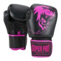 Super Pro Bokshandschoenen "Warrior" Zwart-Pink, 12 oz