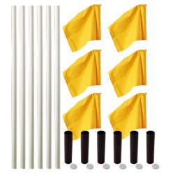 Kit de poteaux de délimitation Sport-Thieme « Allround » Poteau blanc, fanion jaune fluo