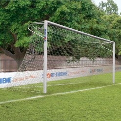 Sport-Thieme Aluminium voetbaldoelen, 7,32 x 2,44 m, hoeken gelast, staande in grondbussen