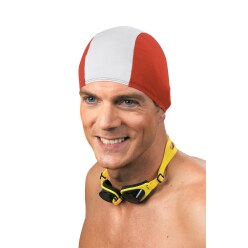 Lot de bonnets de natation Sport-Thieme « Textile » Rouge-blanc, Adultes