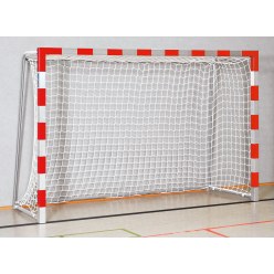 But de handball Sport-Thieme avec fourreaux et supports de filet rabattables Bleu-argent, Angles d'assemblage soudés